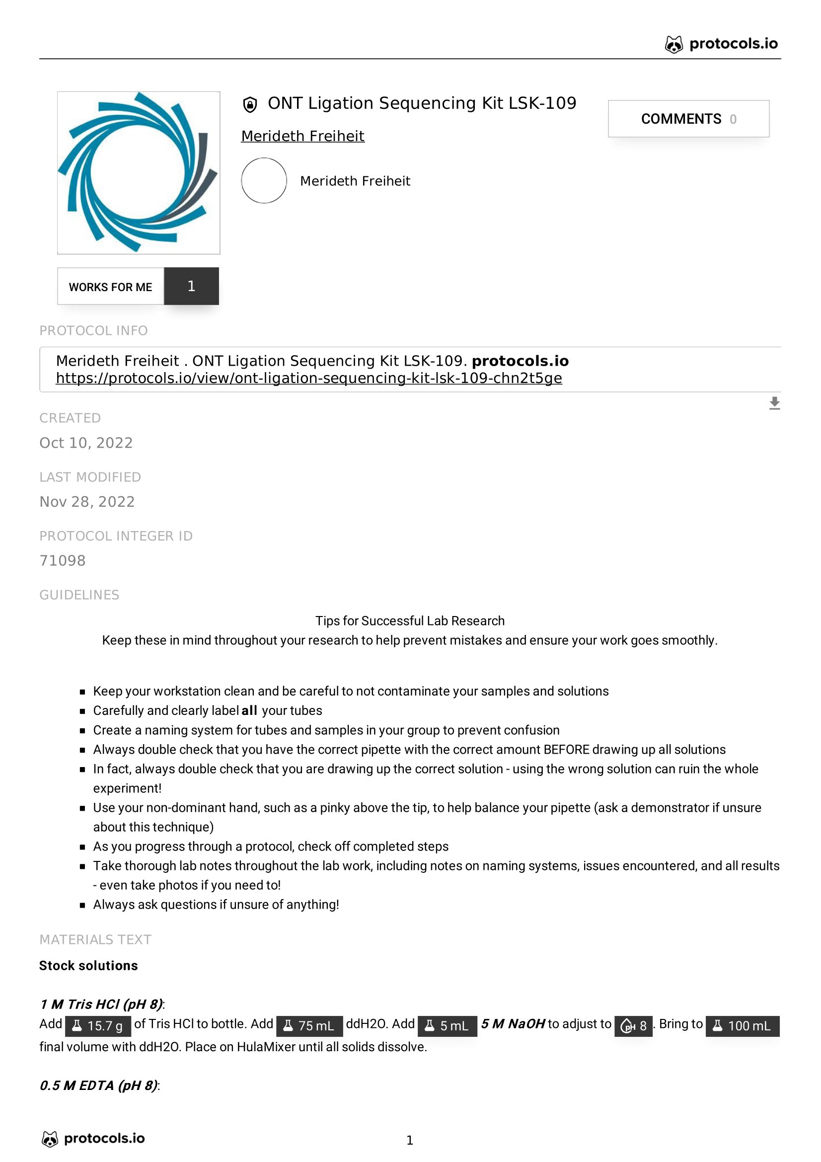 ligation sequencing protocol page 1