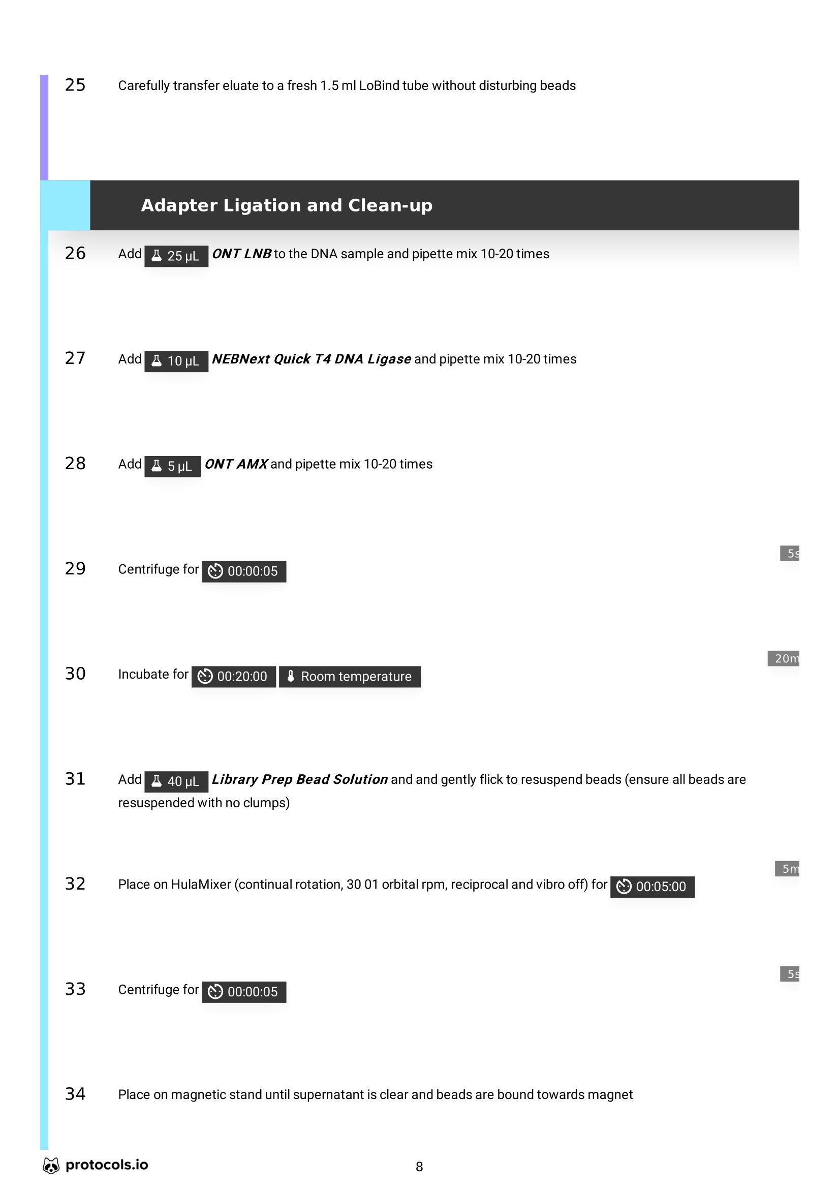 ligation sequencing protocol page 8